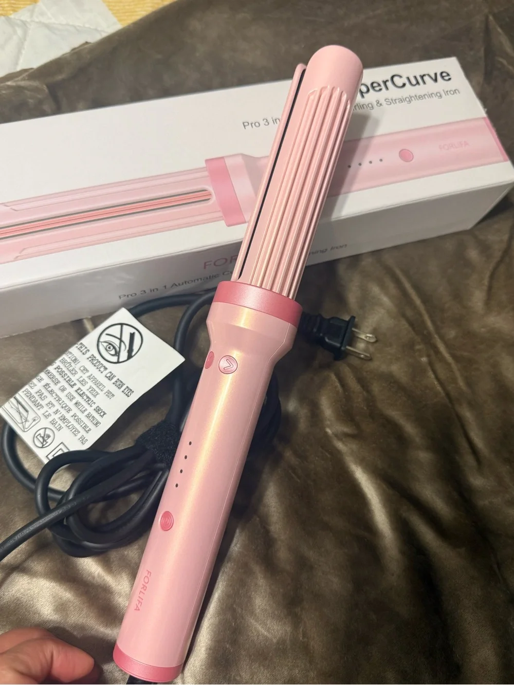 Forlifa Pink 3-in-1 Automatic Curling & Straightening Iron